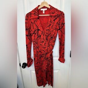Iconic DVF Splatter Print Silk Jersey Wrap Dress Vintage Collection Reissue 8